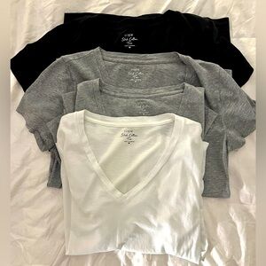 Set of 4 J Crew Slub V Neck Tees
